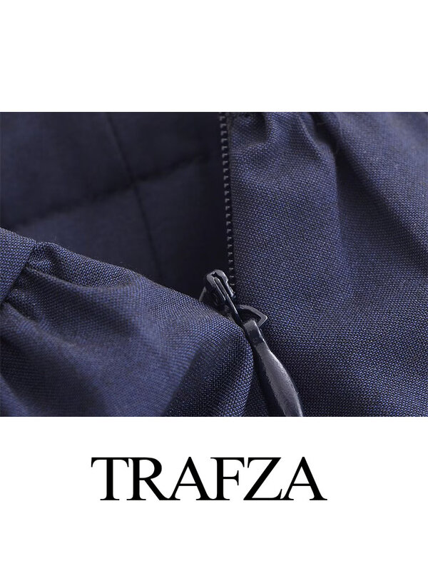 TRAFZA-minifaldas ajustadas con cremallera lateral para Mujer, Falda corta decorada con pliegues, ropa de calle, moda de verano
