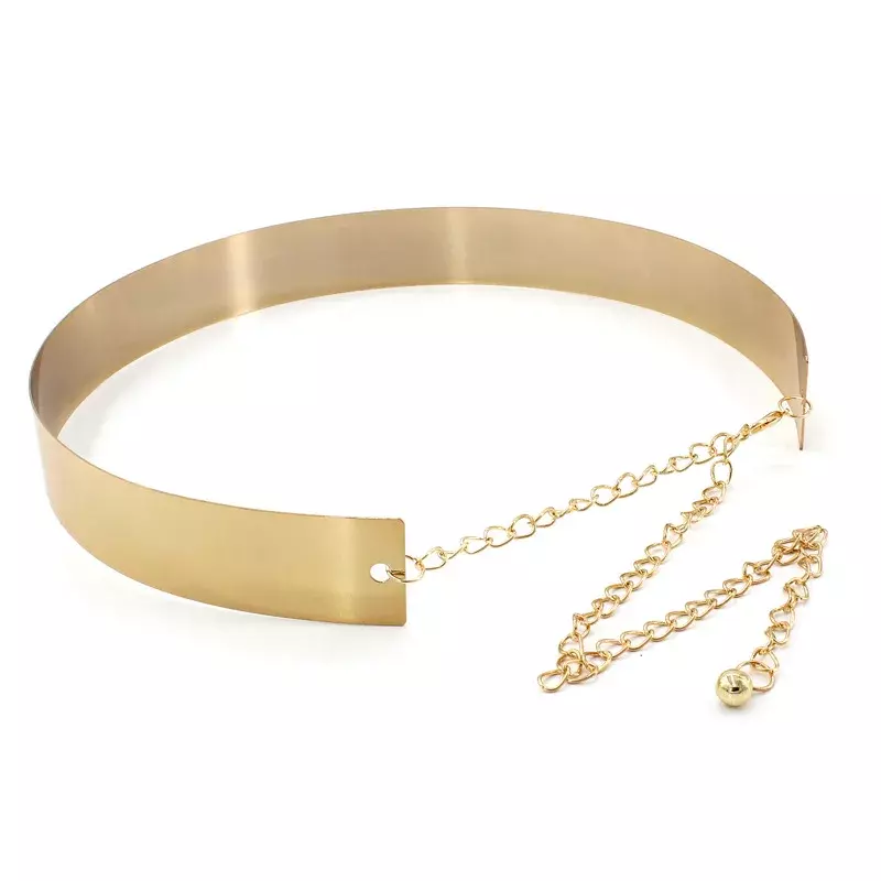 Nowe damskie regulowane metalowe markowy pasek moda sukienka damska luksusowe Bling złote srebrne lustro Vintage pas z łańcuchem talii