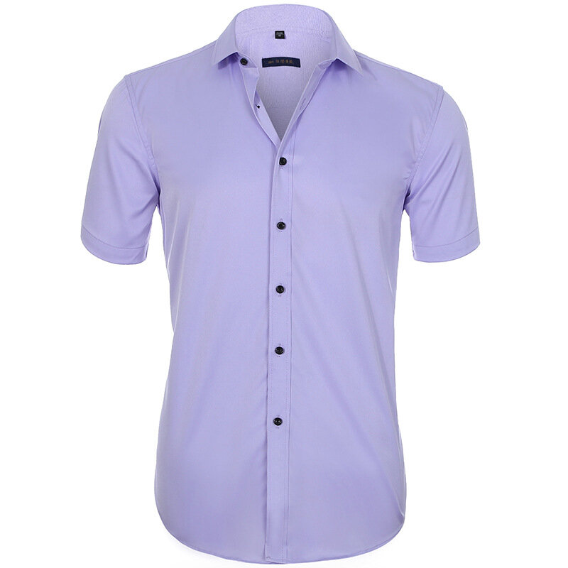 Camisa elástica de manga curta masculina, camisa formal, anti-rugas, casual de negócios, nova, verão, 2022