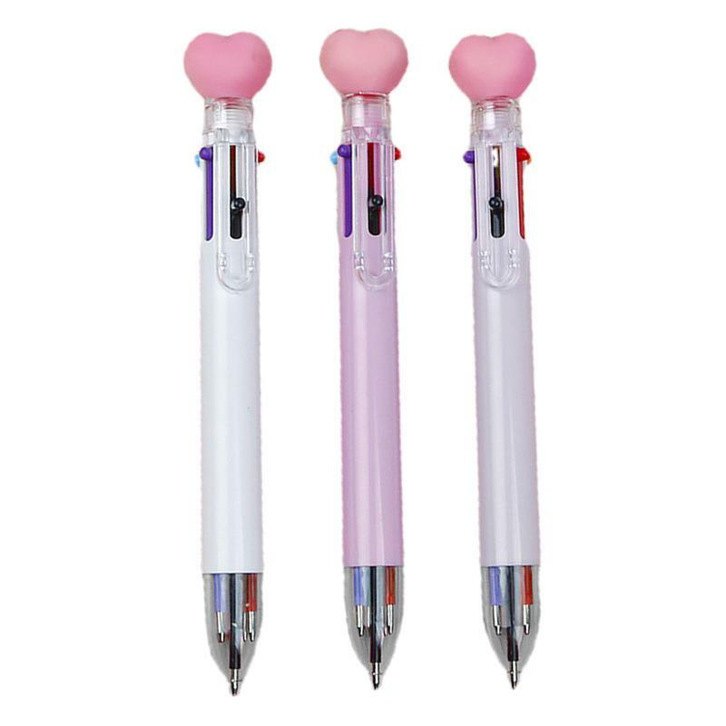 Многоцветная шариковая ручка, милая Шариковая ручка 6 цветов, 0,5 мм, выдвижная мультяшная ручка с гелевыми чернилами, классные канцелярские принадлежности, награда