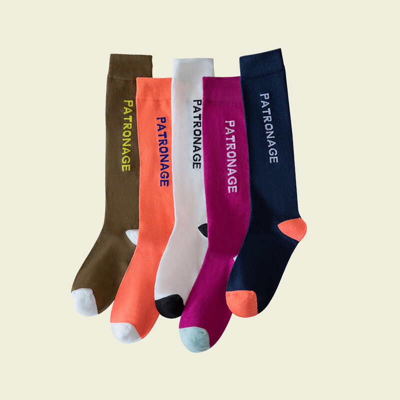 Modische Farbgebung 2024 Socken Damen Waden socken Fitness Laufsport täglich elastisch abnehmen Bein bequeme reine Baumwolle