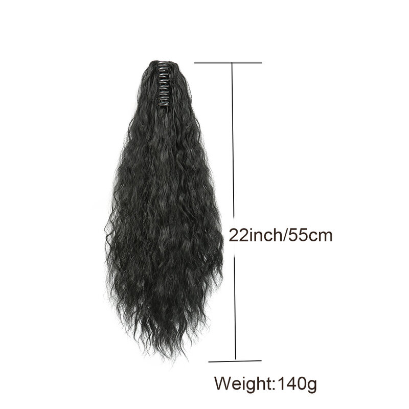 Extension de cheveux queue de cheval synthétique pour femme, pince à griffes, postiche longue ondulée, queue de cheval moelleuse naturelle, 22 po