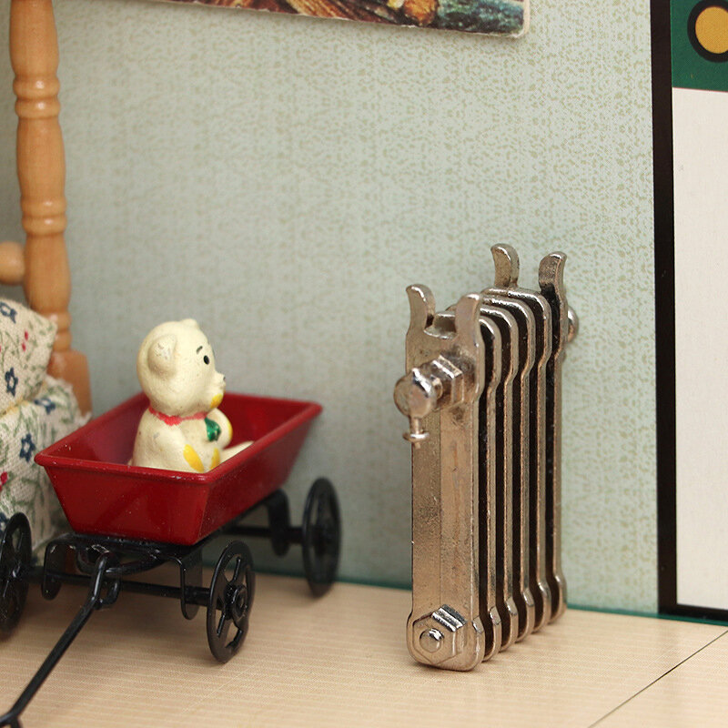 Radiador de calefacción para casa de muñecas para niñas y niños, Mini casa de muñecas, modelo artesanal, muebles, decoración 1/12 en miniatura, 1 unidad