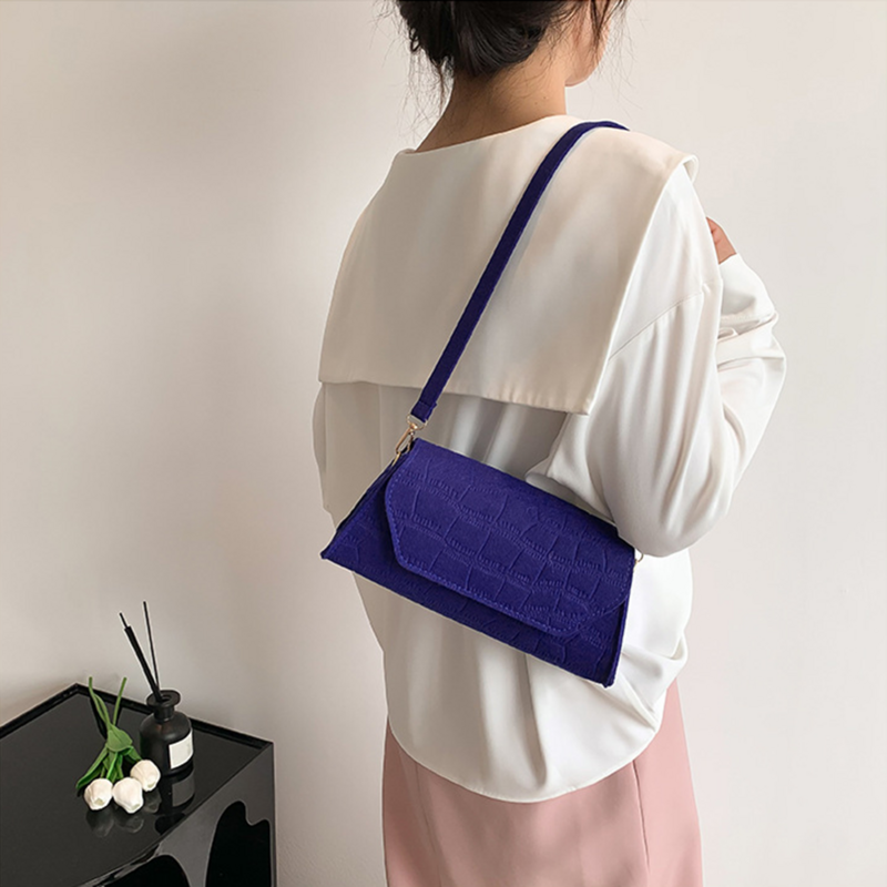 Новые модные сумки через плечо из фетра с крокодиловым узором для женщин, маленькие сумочки для подмышек, сумка-клатч, роскошная женская сумка-седло