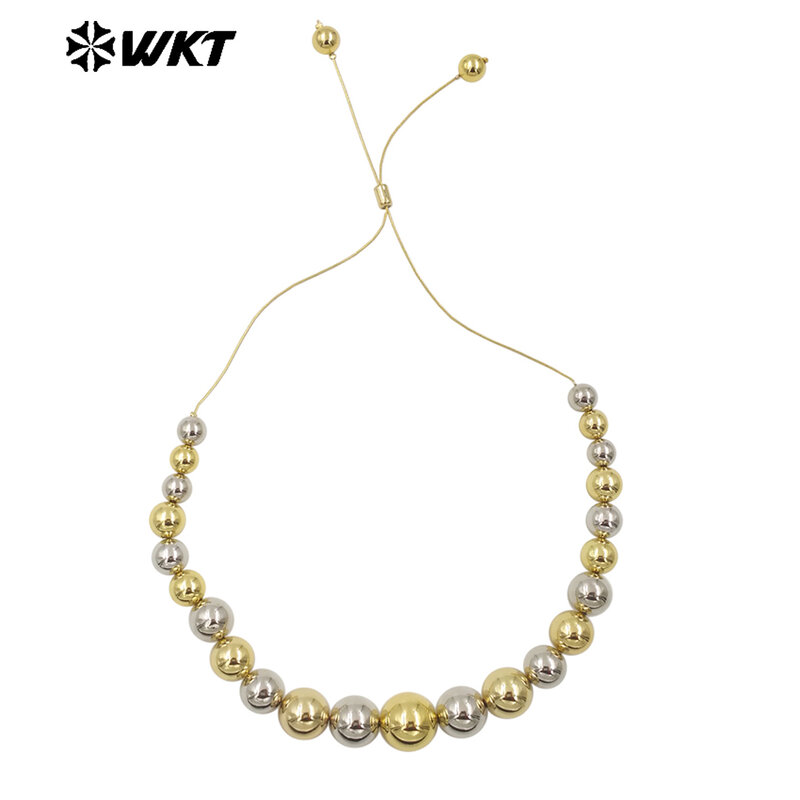 WT-JFN17-collar de longitud ajustable para mujer, cuentas doradas y plateadas de alta calidad, accesorios de fiesta, superventas