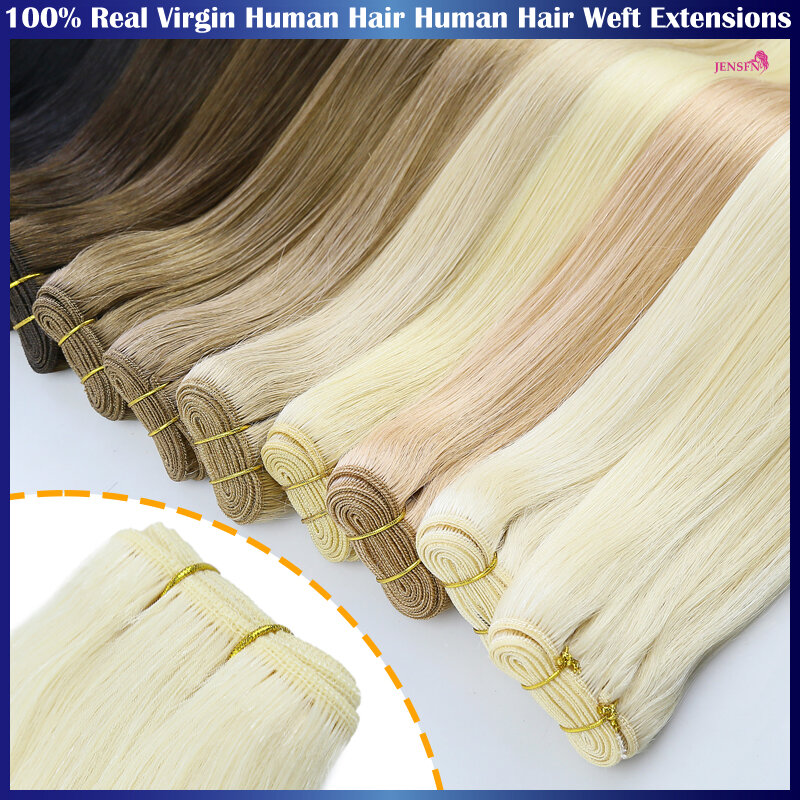 Jensfn-人間の髪の毛のエクステンション,天然のストレートヘアウィーブ,100グラム/ピース18 "-24" インチ,茶色とブロンドの色