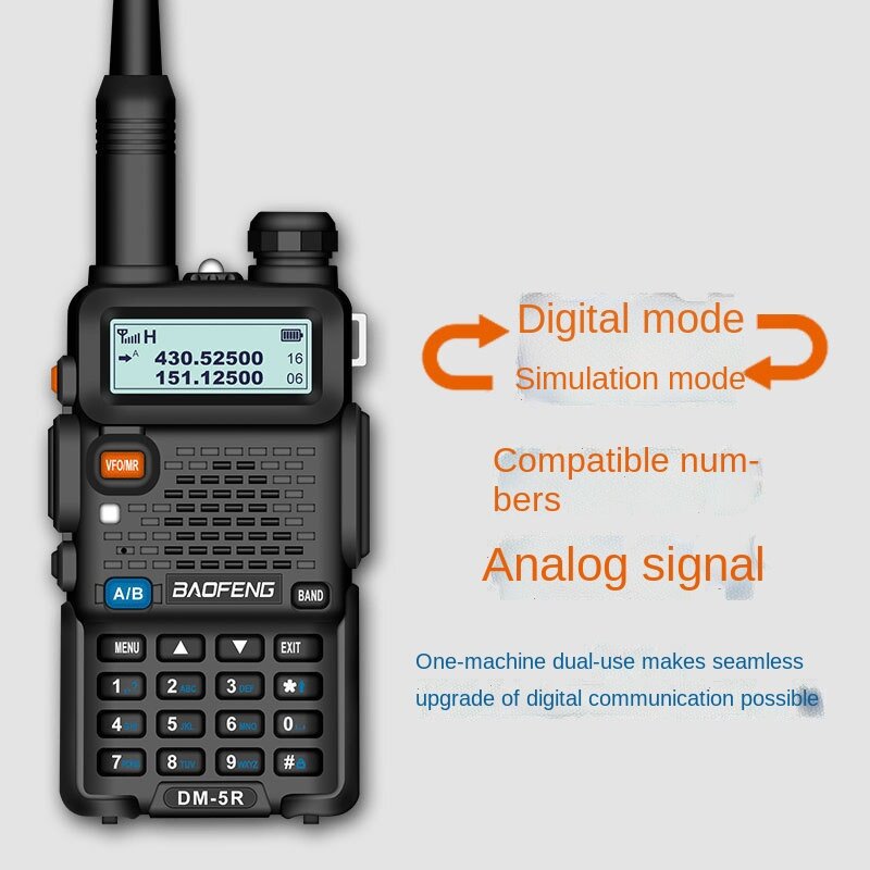 BaofengDM-5R Peralatan Komunikasi Baofeng Interphone Dual-Slot Digital Stasiun Radio Daya Tinggi