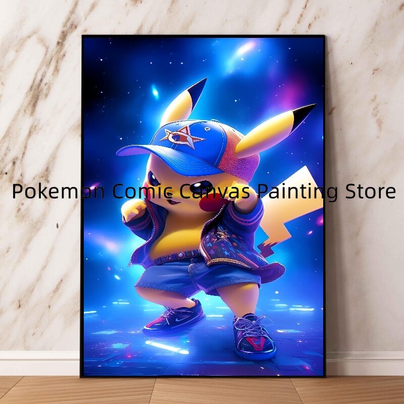 Canvas Painting Pokemon Anime Starry Sky Pikachu Watercolor HD Poster and Prints Wall Art Picture of Living Room Children's Gift