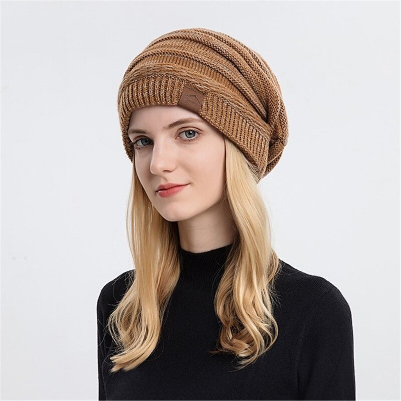 Y166 Cappello a cuffia lavorato a maglia alla per donna Uomo Comodo cappello slouchy Berretto pullover Inverno Autunno con