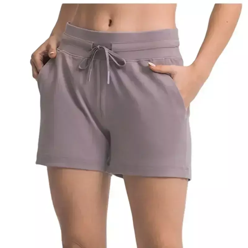 Lulu celana pendek Yoga wanita, celana pendek luar ruangan, Yoga, tenis, Fitness lari, celana pendek, bahan Lycra, elastisitas tinggi, ventilasi cepat kering
