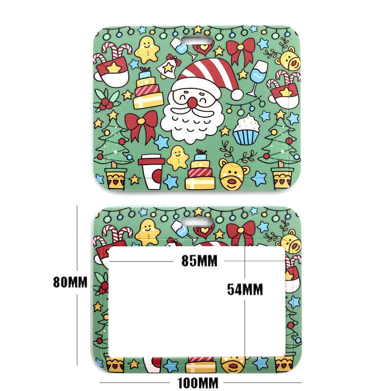 Father Christmas Green Gifts Art Cartoon Anime Fashion Lanyards Bus ID Name Work Card Holder Accessories Decorations Kids Gifts