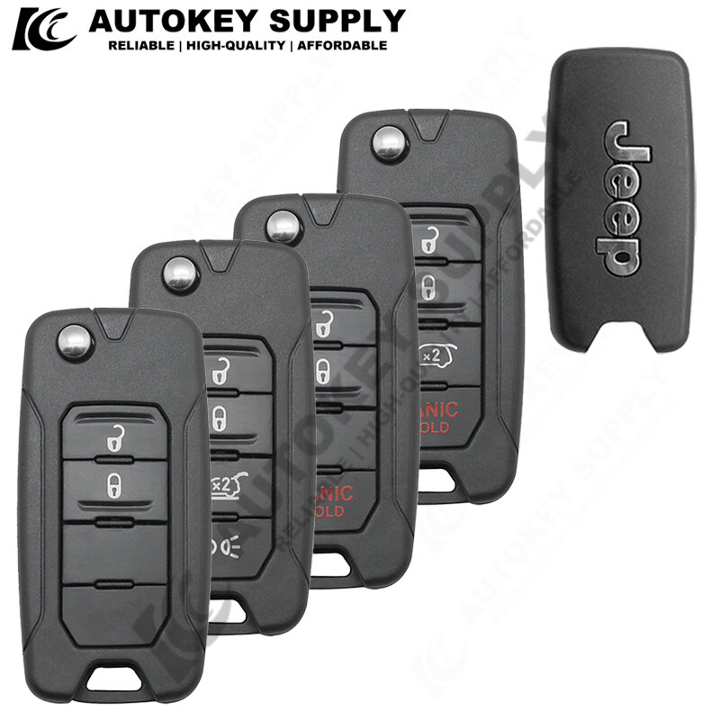 Flip Key Shell para Jeep, remoto Car Key Shell, 2 botões, 3 botões, 4 botões, Jeep Renegade, bússola, Patriot, Liberdade, 2015-2017, lâmina SIP22, AKJPF18
