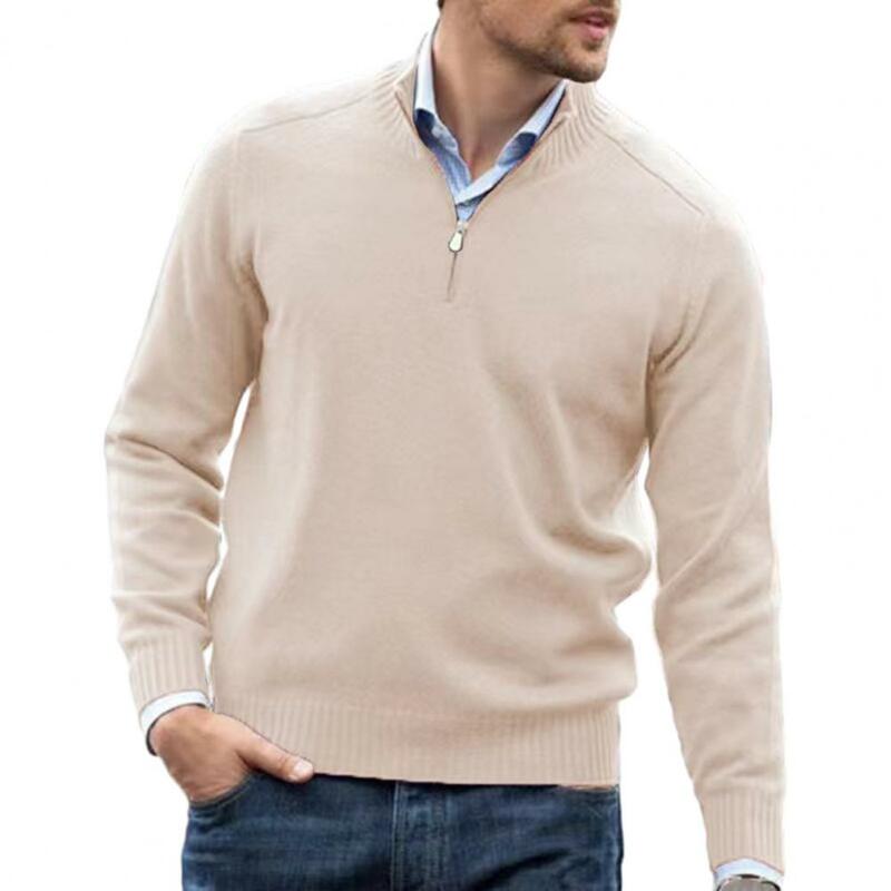 Stylowe męskie swetry z wysokim kołnierzem ciepłe rozciągliwa, dzianinowa na jesienno-zimowe solidny kolor sweter mody
