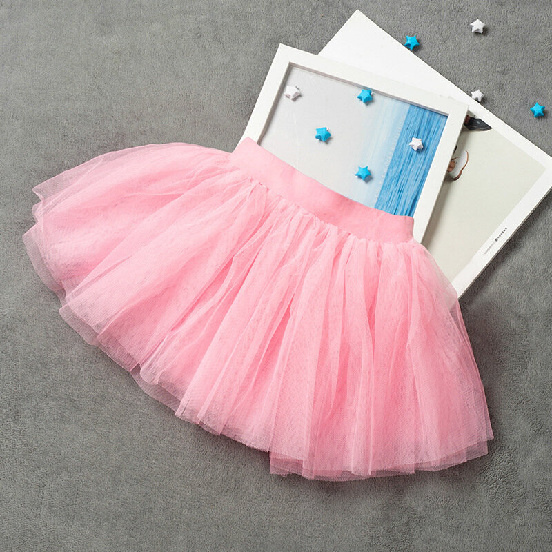 Free Shipping Girls Ballet Tutu Skirts Pink Kids Fluffy 4 layer Soft Yarn Tulle Skirts White Elastic Ballet Leotard Skirts