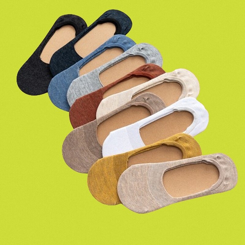 Calcetines invisibles de algodón para mujer, calcetín de alta calidad, Color sólido, boca baja salvaje, 5 pares