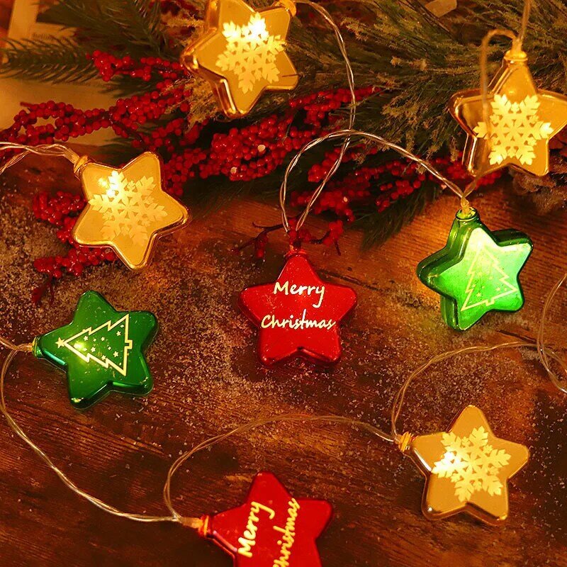 Светодиодные Рождественские шары, гирлянда с питанием от батарейки, шарики Санта-Клауса, снежинки, сказочные аксессуары, рождественское праздничное украшение для вечеринки, освещение