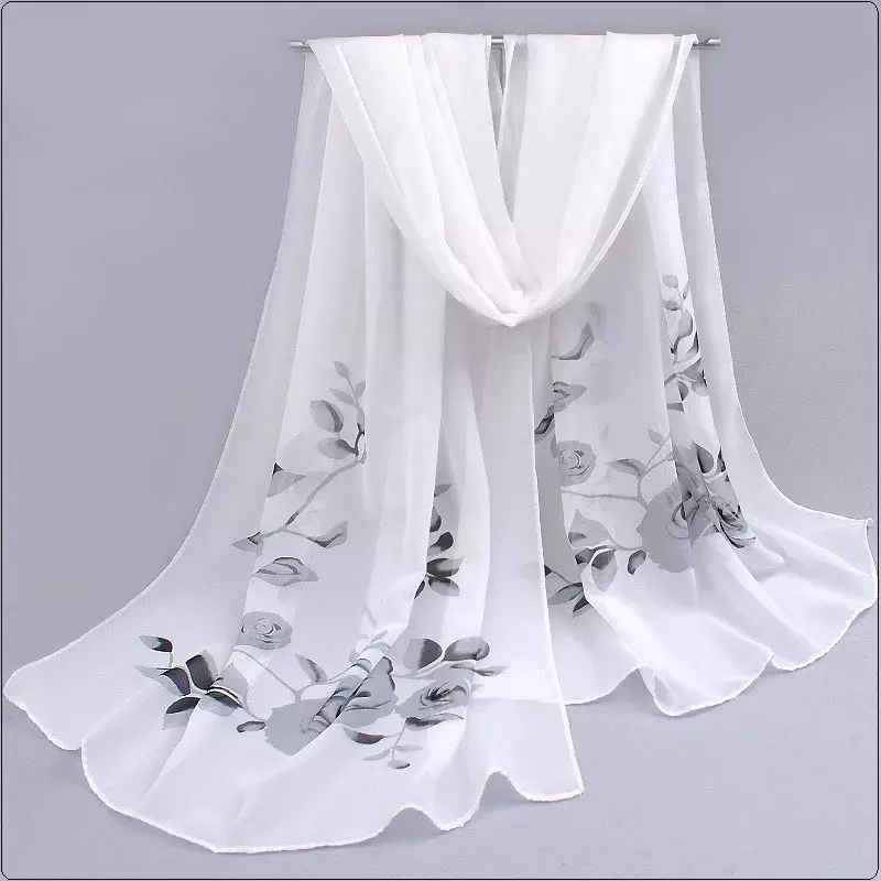 2024 Spring and Summer Women Scarf New Pashmina Shawl Printed Cape Silk Chiffon Polyester Tippet Muffler 60*160cm
