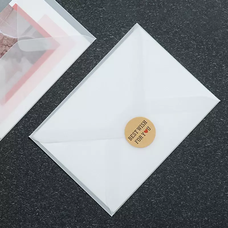 Sobre translúcido en blanco para invitaciones postales, caja de regalo europea, sobres para tarjetas de mensajes, cartas de negocios de boda, 50 unidades por lote