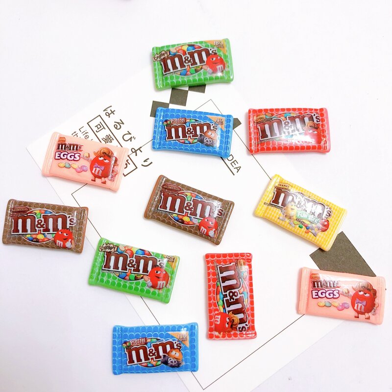 10Pcs Simulation Candy Chocolate Resin Charms Flatback Cabochon Kawaii Doll house Decoration DIY Scrapbooking Crafts Accessories