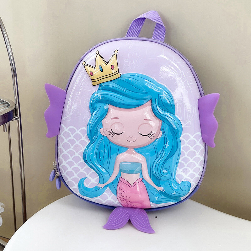 New Disney Kindergarten Schoolbag Girl Cute Cartoon Mermaid Eggshell Bag Birthday Gift Children Convenient Backpack.