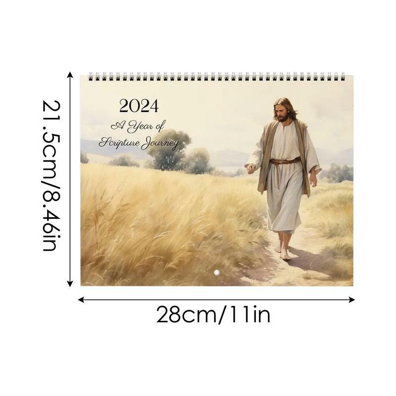 Kalender Christian 2024 dinding Yesus Kristen perencana bulanan 2024 kertas Kristen hadiah kalender perencana dinding dekoratif untuk