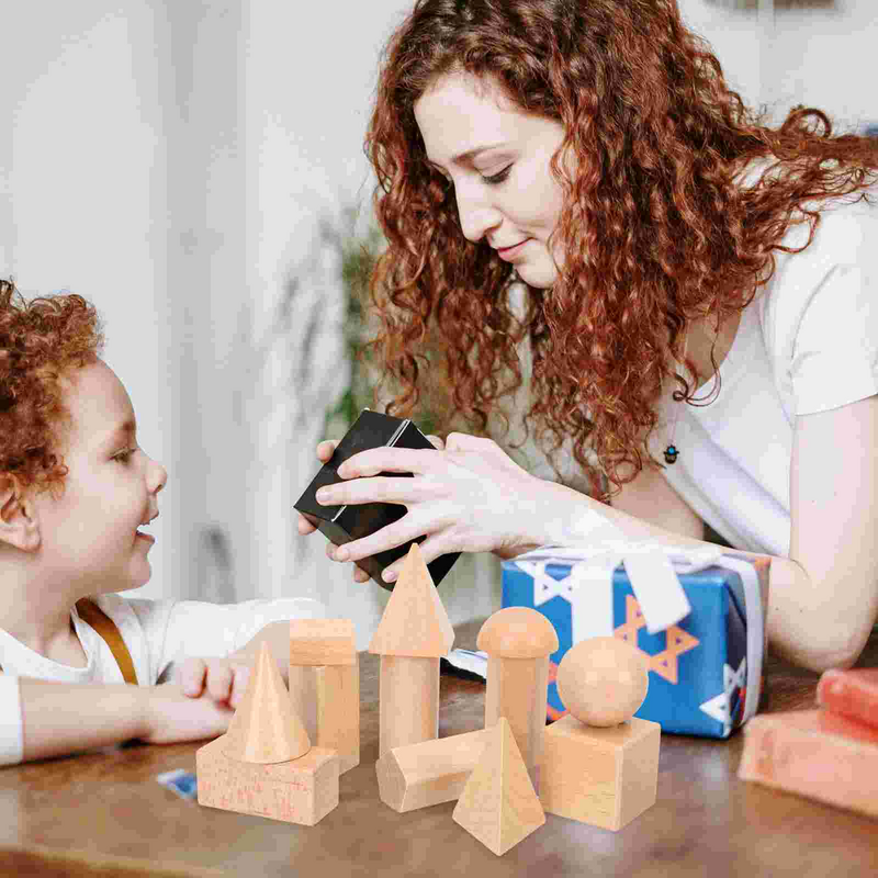 12pcs Wood Mini Toys For Kids Kids Geometry Blocks for Elementary School Learning Props