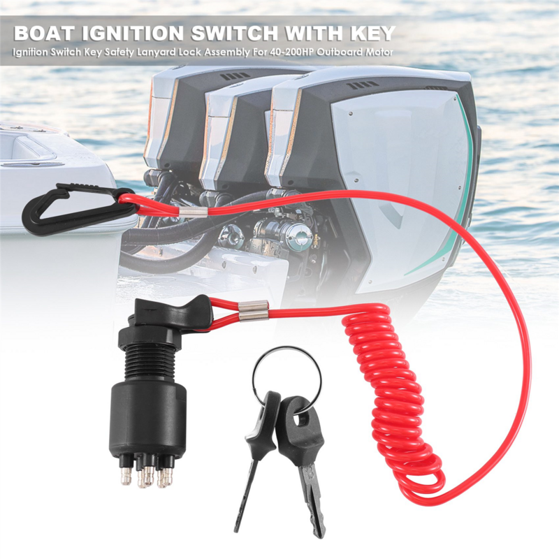 Ignition Switch Key Safety Lanyard Lock Assembly for OMC BRP 1996 Up Johnson Evinrude 5005801 for Evinrude for Johnson