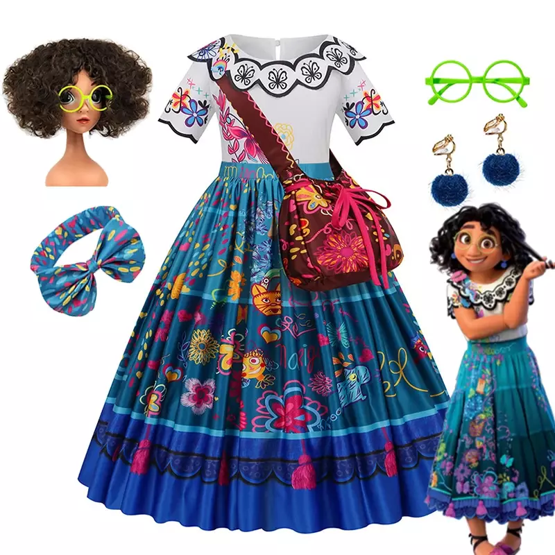 Mirabel Madrigal Charm Costume para meninas, Acessórios de vestidos infantis, Peruca, Roupas de festa de Halloween, Charme Infantil