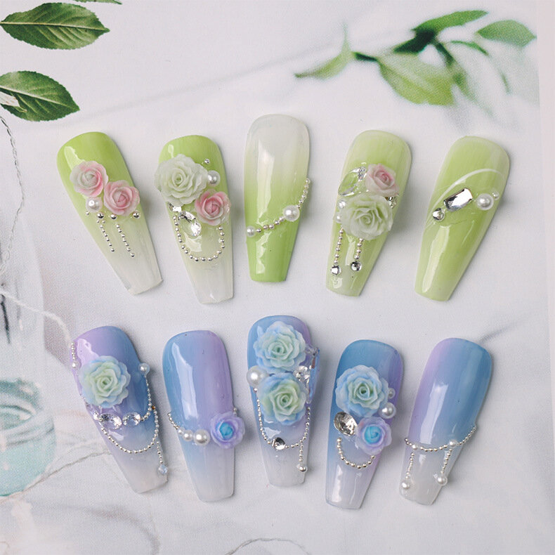 20pcs Roses for Nail Art, Resin Decoration Mixed Set with Gradient Color and Various Sizes, Perfect for DIY Nail Art