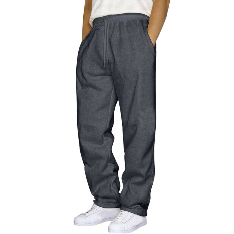Ciepłe zimowe męskie spodnie na co dzień elastyczne luźne uniwersalne modne Hip Hop wiązanie w pasie sportowe Streetwear męskie spodnie do biegania nowość