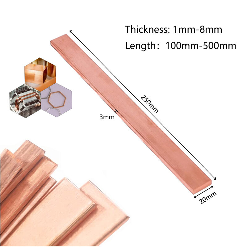Tira de cobre 99% puro, espesor 1/1, 5/2/3/4/5mm, almohadilla de cobre rojo, lámina de cobre, barra de placa, Material CNC para manualidades