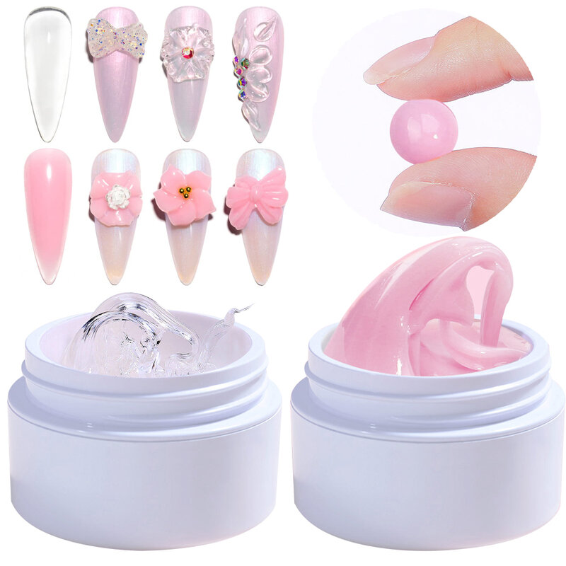 Розовый/прозрачный/белый твердый моделирующий гель для ногтей, твердый гель для наращивания ногтей, не липкий 3D скульптура, Diy полигель для ногтей
