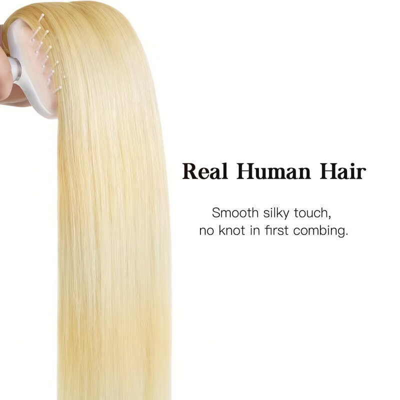 Extensiones de Cabello con Clip recto para mujer, 100% cabello humano Real, cabello virgen brasileño, cabello Remy de cabeza completa, 1B