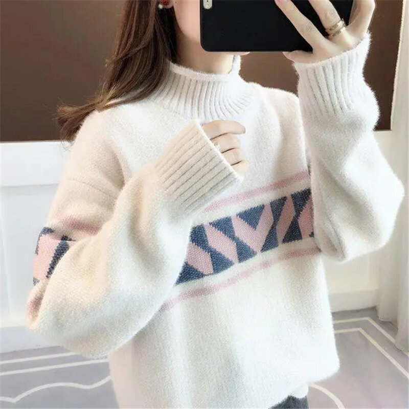 2023 nowy sweter damski swetry z golfem swetry z długimi rękawami jesienno-zimowa kobieta zagęszcza ciepłe z dzianiny w stylu Casual swetry
