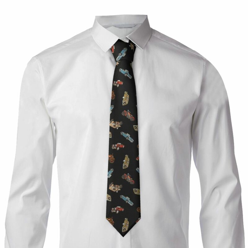 Cravatta da uomo Slim Skinny Old Car And Motorcycle Pattern cravatta Fashion Free Style per la festa nuziale