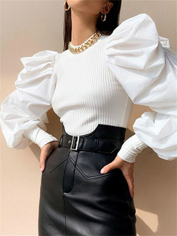 Hirigin OL-blusa de manga larga abullonada para mujer, camisa elegante a la moda, Color sólido, primavera y otoño