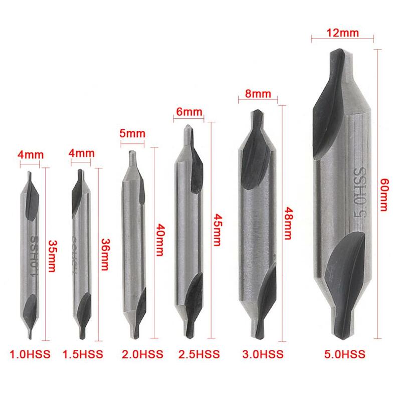 6 pz/set punte da trapano HSS punte centrali combinate metriche con scanalatura angolare di 60 gradi e punta da 1/1, 5/2/2, 5/3/5mm per la perforazione del legno
