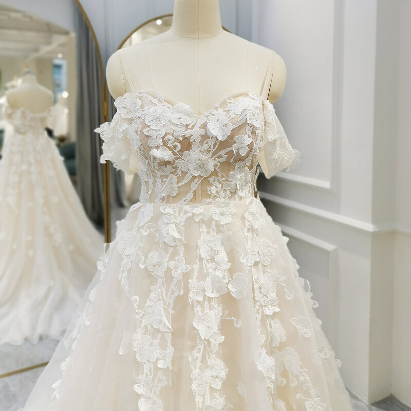 Stylish Brand New Bridal Dresses 2024 Ball Gown Spaghetti Straps Lace Up Appliques Organza Scoop vestidos de novia QW01562