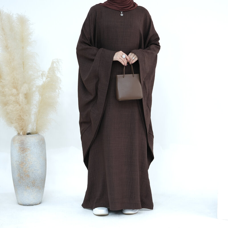 Muslim Plain Abaya Women Bat Sleeve Maxi Dress Turkish Dubai Kaftan Eid Ramadan Islamic Party Arab Gown Caftan Loose Clothing