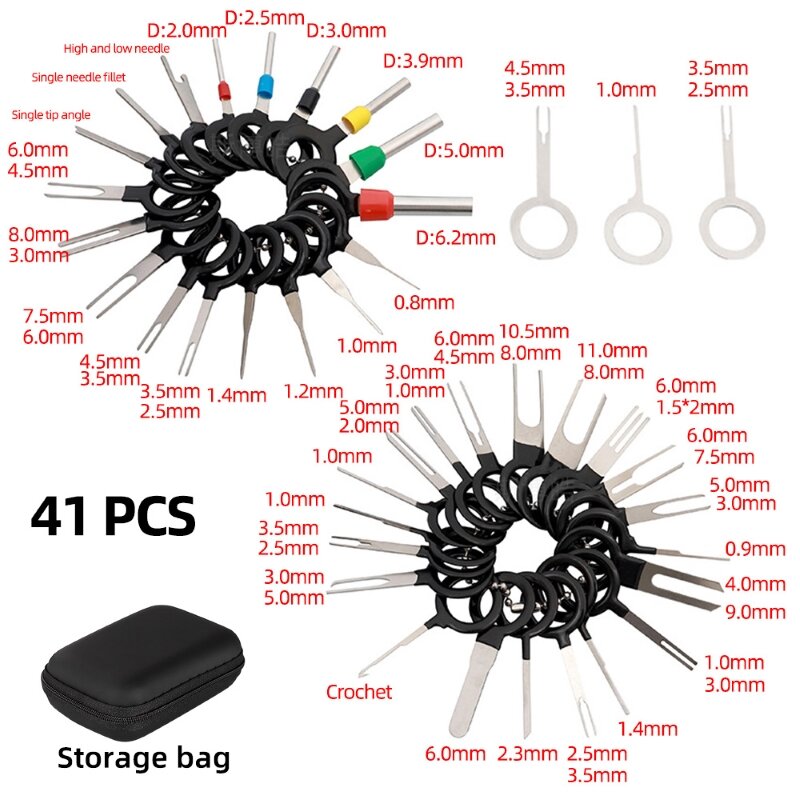 Impermeável Bag Terminal Remoção Kit, Stylus Fiação Crimp, Conector Pin, Extrator Extrator, Ferramentas de Reparação, 41Pcs, 38Pcs