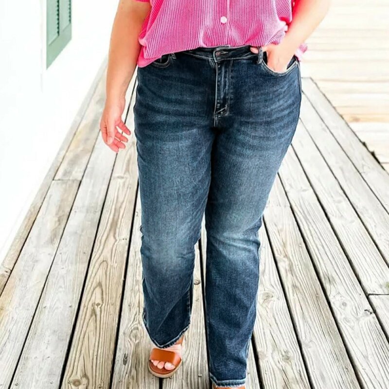 Женские Модные свободные высокоэластичные облегающие микро-расклешенные джинсы большого размера Эластичные Классические повседневные джинсы для женщин