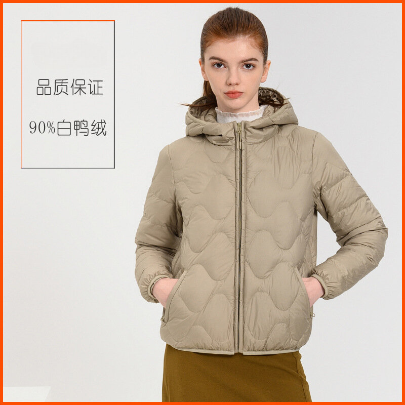 여성용 후드 짧은 경량 다운 재킷, 가을 및 겨울 의류, 라지 사이즈 여성 코트, 신상