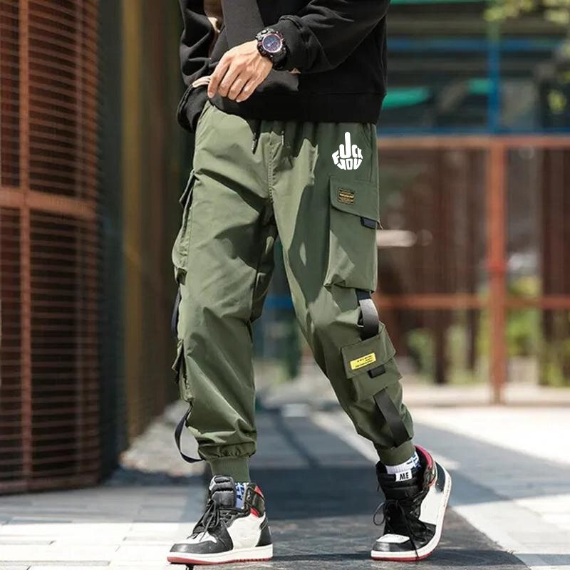 Pantalones Cargo de Hip Hop para hombre, ropa de calle a la moda, pantalones de chándal informales con cintura elástica