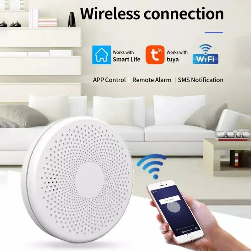 Tuya-WiFi Carbon Monoxide Smoke Sensor, Fire Alarm Sensor, 85dB Sound, Tuya App, Notificação em tempo real, Proteção de segurança