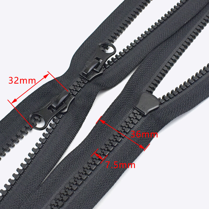 2Pcs Meetee 8# Resin Zipper 60-500cm Double Sliders Open End Zippers Jacket Coat Tent Zip Repair DIY Clothing Sewing Accessories