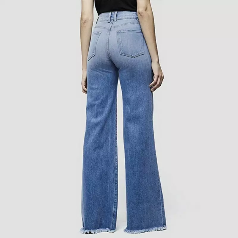 Jeans a gamba larga a vita alta da donna Slim Fit Slim Horn attillati da donna retrò Plus Size 4XL pantaloni taglie forti