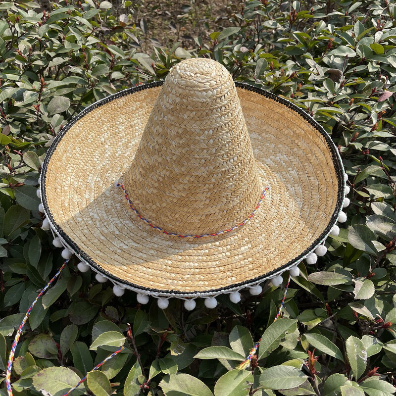 Topi jerami Meksiko topi jerami baru penuh warna kostum Natal Halloween Thanksgiving