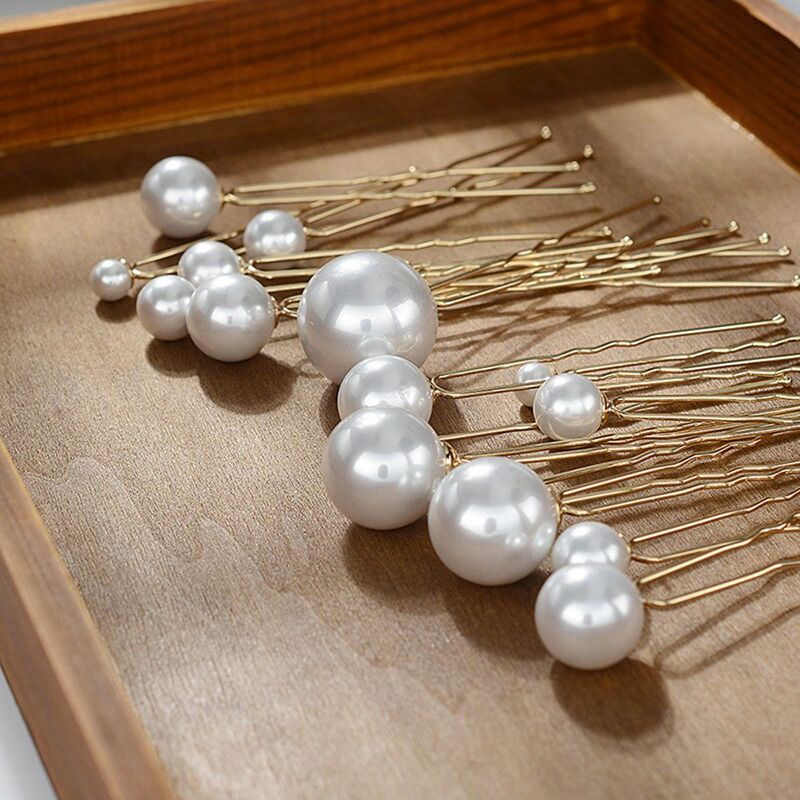 Tocado de perlas en forma de U, accesorios para el cabello, horquilla de perlas, horquilla en forma de U, tocado de boda, Tiara nupcial, 18 unids/lote por caja
