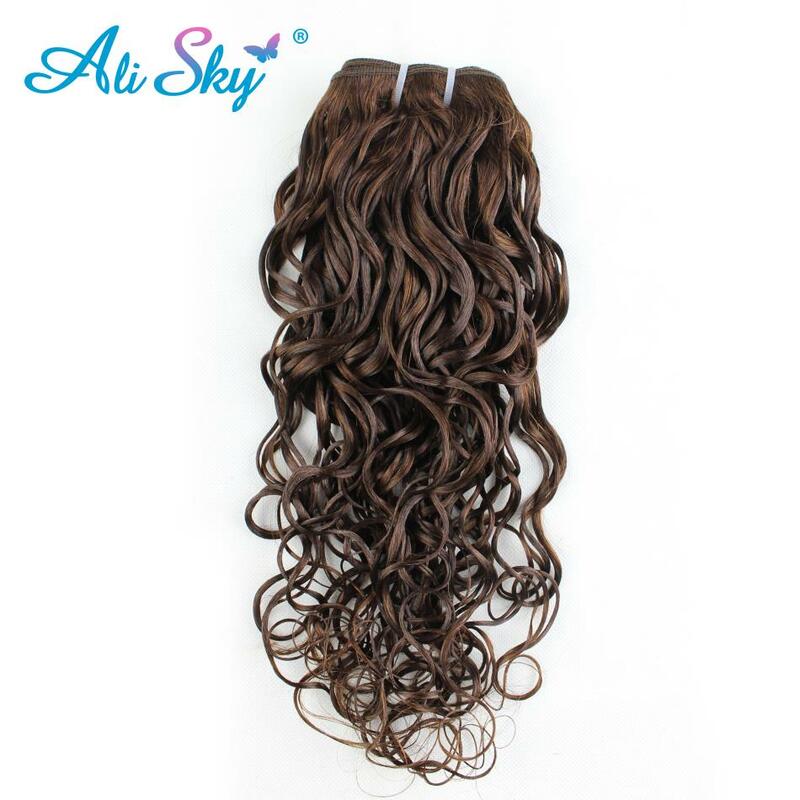 Color #4 Water Wave Light Brown 1/3/4PCS 100% Natural Human Hair Extensions Remy Hair Ombre Extension Weaving Chocolate Brown