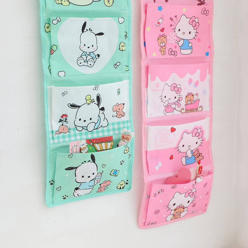 Sanrio Opbergtas Hello Kitty Kuromi Cinnamoroll Vier Raster Hangende Verpakking Kleding Speelgoed Badkamer Cosmetische Organizer Cadeau